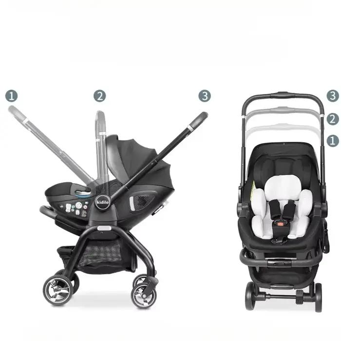 Kidilo-Poussette Portable 3 en 1 pour Bébé, mir de Couchage pour Nouveau-Né, Siège de Voiture Multif