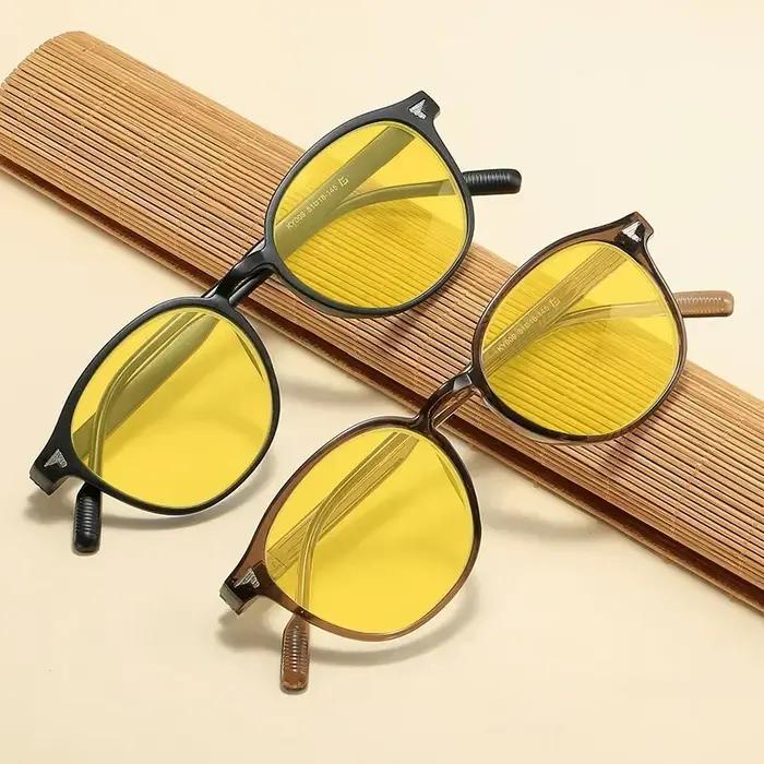 Lunettes de Vision nocturne à lentille jaune à monture ronde pour hommes et femmes, ultralégères, bl