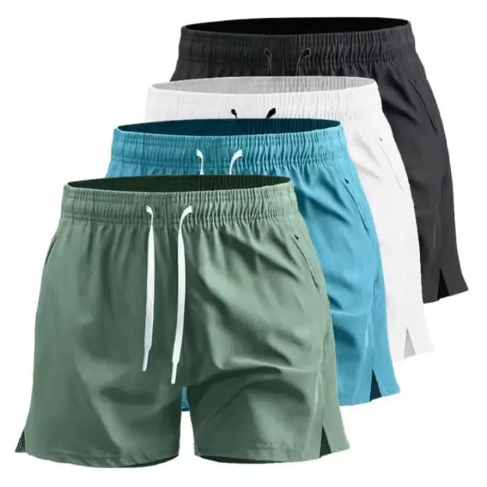 Shorts de course pour hommes en polyester solides et respirants pour activités de plein air et entraînement fitness