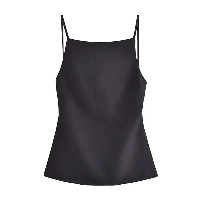 MUJER 2025 noir haut dos nu femme blanc sans manches haut court avec bretelles été Sexy hauts femme