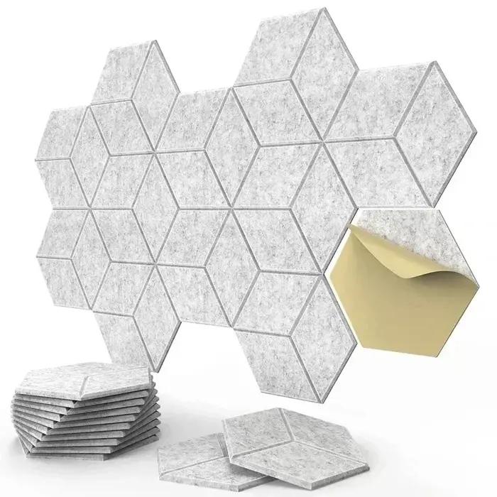 Panneau de mousse d'isolation phonique hexagonal auto-adhésif 12 pièces pour décoration et amélioration acoustique maison studio bureau