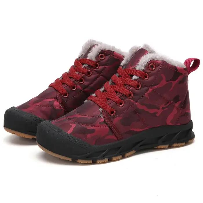 Bottes de neige imperméables pour enfants, chaussures d'extérieur chaudes, bottes courtes pour garço