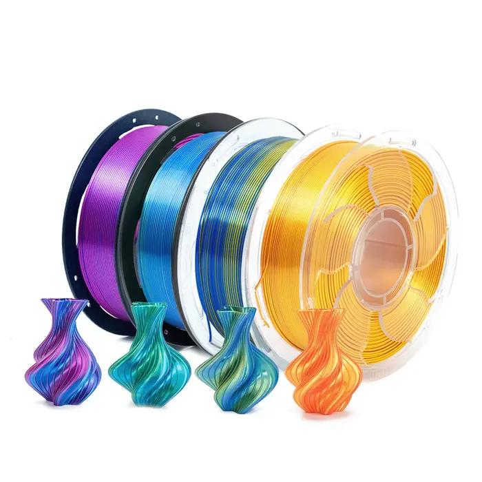 Filament d'impression 3D en PLA métallique coloré et scintillant pour modèles et accessoires finition métallique brillante multicolore occassions spéciales装饰去除后的内容如下: 将您的3D创作变成真正的艺术品 欢迎体验我们的PLA金属色打印线材,色彩鲜艳且闪耀。想象一下,您的模型和配件将变得光彩夺目、独一无二。具有金属光泽的多色表面处理,让您的创作在任何展览上都能成为焦点。无论您是才华横溢的设计师还是热衷于创造的爱好者,这种线材都是为您准备