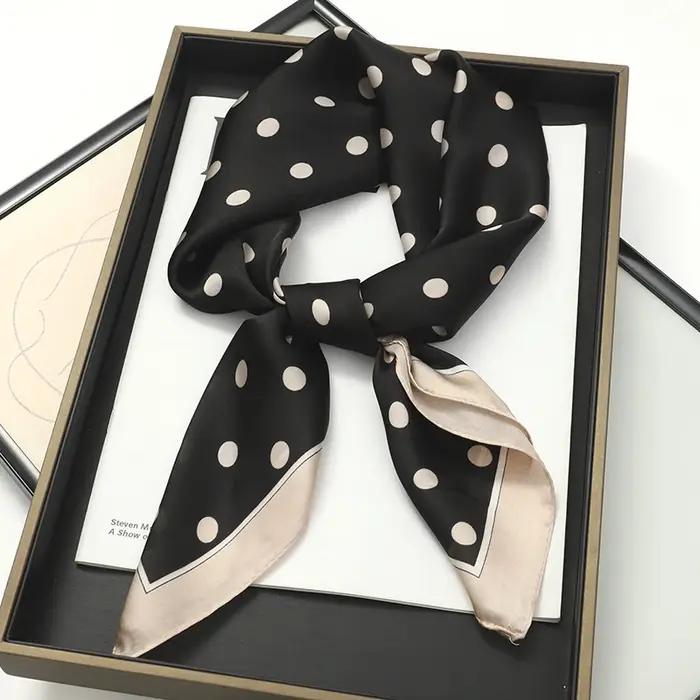 Dame cheveux Dot écharpe femme soie carré foulards bandeau pour femmes Bandana mode Foulard châles