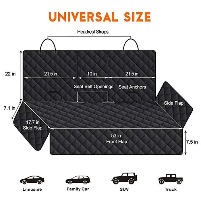 Housse de siège de chien de voiture pour siège arrière, imperméable, tapis de protection de siège arrière pour animaux de compagnie, antidérapant, support de sécurité universel pour chiens de sortie