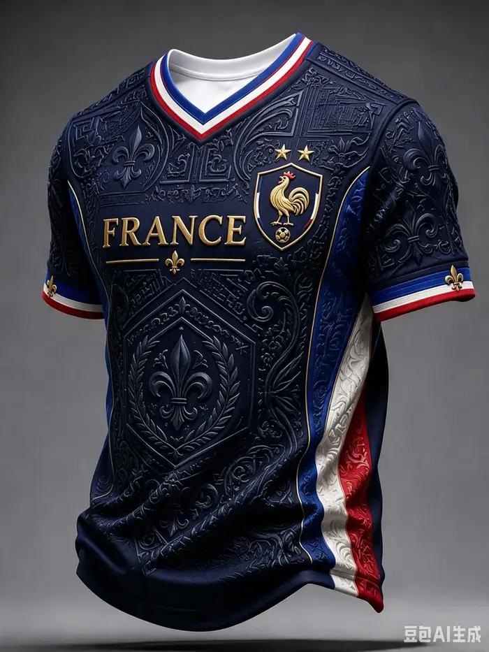 Maillot de football de l'équipe nationale de France, maillot de football rétro imprimé en 3D avec fl