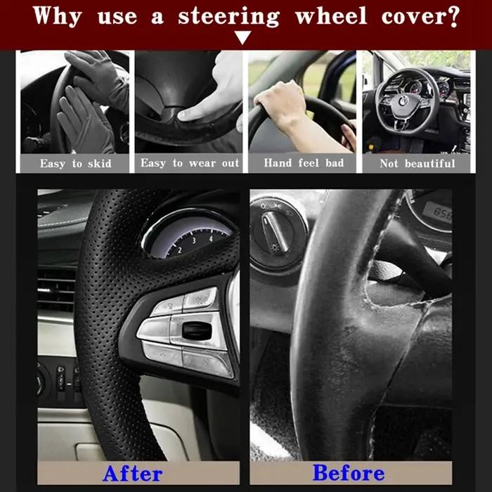 Housse de volant de voiture en Faux cuir noir, bricolage, pour Chevrolet Cruze 2014-2018 Volt 2016 2