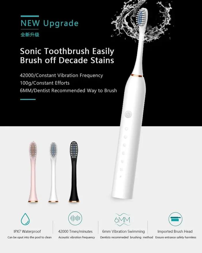 Brosse à dents électrique sonique pour adulte, synchronisation intelligente, nettoyage des dents, bl