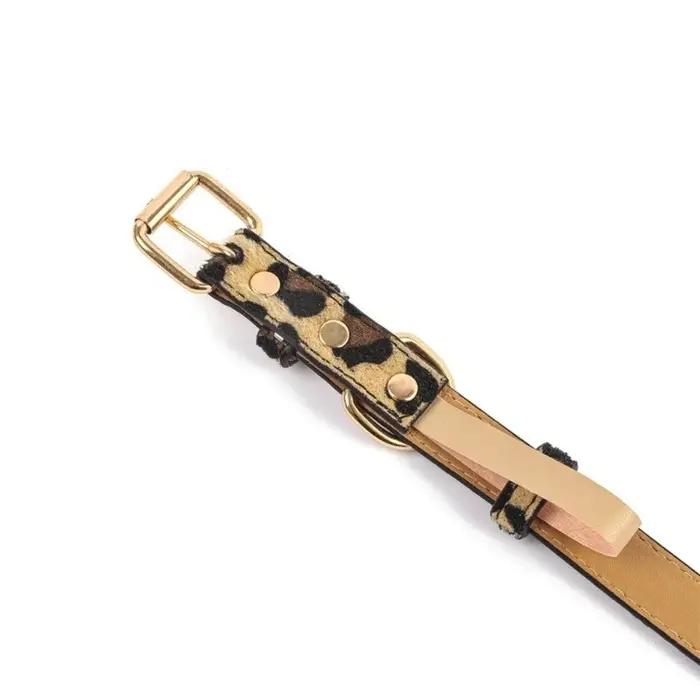 Collier de chien imprimé léopard à la mode, en cuir PU, résistant à l'usure, réglable, collier de marche pour animaux de compagnie, petits et moyens chiens
