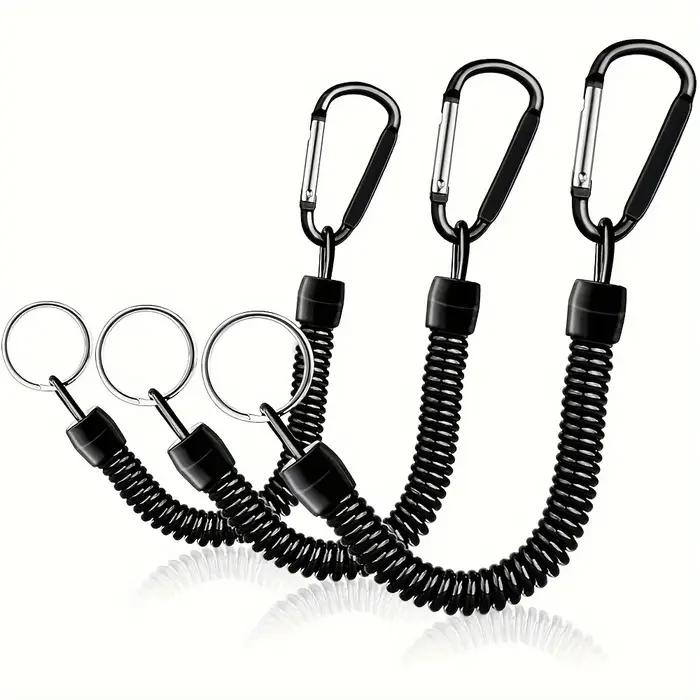 Porte-clés à ressort sangle de sécurité rétractable pour poignet extensible clé mousqueton anneau couleur rouge cadeau occasionnels