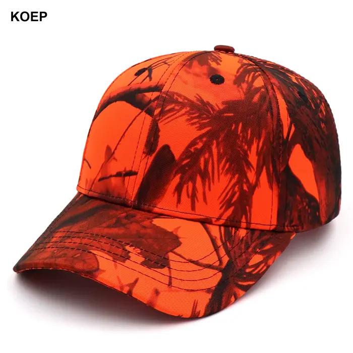 Casquette de chasse camouflage orange - Modèle snapback forêt pin cyprès sécurité visibilité