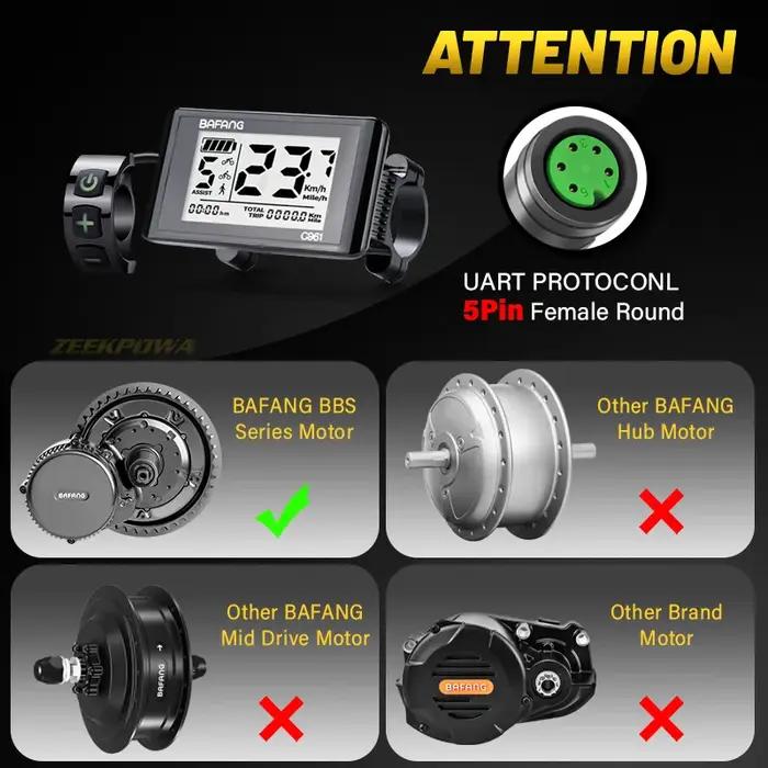 Panneau de commande d'affichage pour vélo électrique, pour moteur BAFANG BBS01B BBS02B BBSHD, compos
