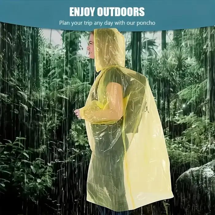 5/10 pièces de ponchos de pluie d'urgence portables pour la randonnée