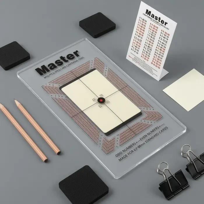 Outil de centrage avec marquages rouges à trait, planche de centrage pour cartes à collectionner, cible à croix, accessoires pour collectionneurs