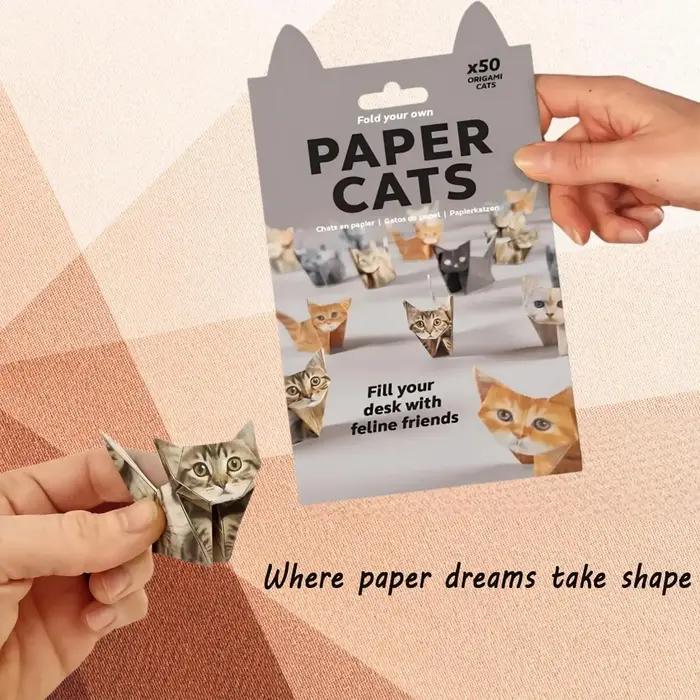 Kit d'origami pour chats en papier DIY 50 feuilles – Ensemble d'artisanat pliant pour chat et chien