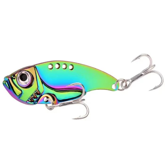 Leurre métallique vibrant rigide coloré avec cuillère, appât artificiel idéal pour la pêche à la cig