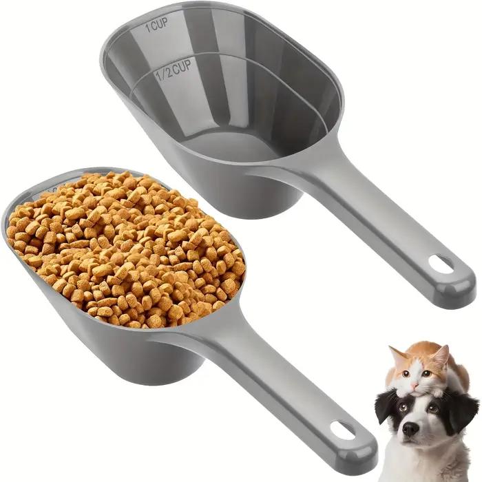 Cuillères à nourriture pour chiens avec lignes de mesure en plastique robuste pour 1/2 tasses et 1 tasse pack de 2 pour routine alimentaire pratique et moderne