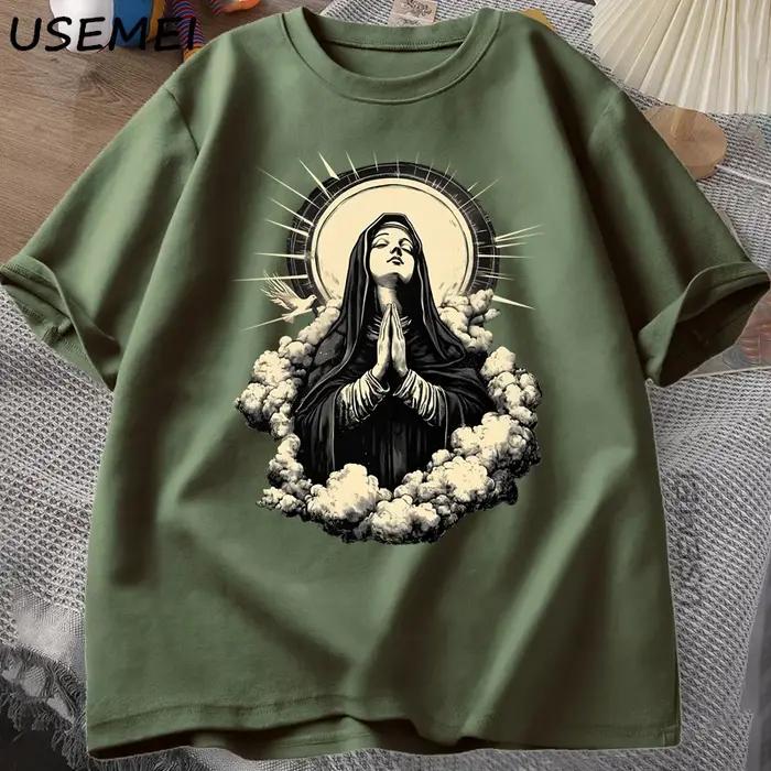 T-shirt chrétien vierge marie graphique