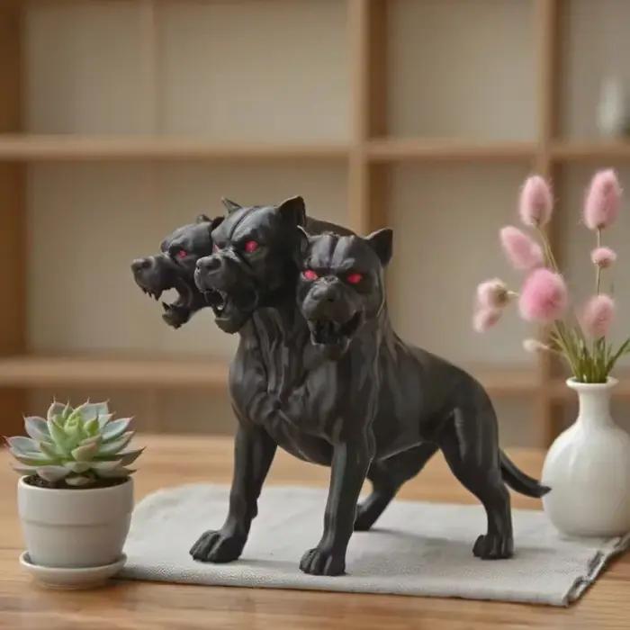 Statue de chien à trois têtes de Style gothique
