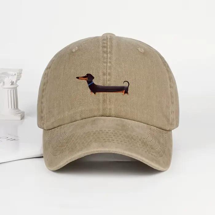Casquette de baseball lavée à imprimé teckel style rétro adorable sur le thème des chiens idéale pour les promenades en plein air et les rassemblements d'animaux cadeau idéal