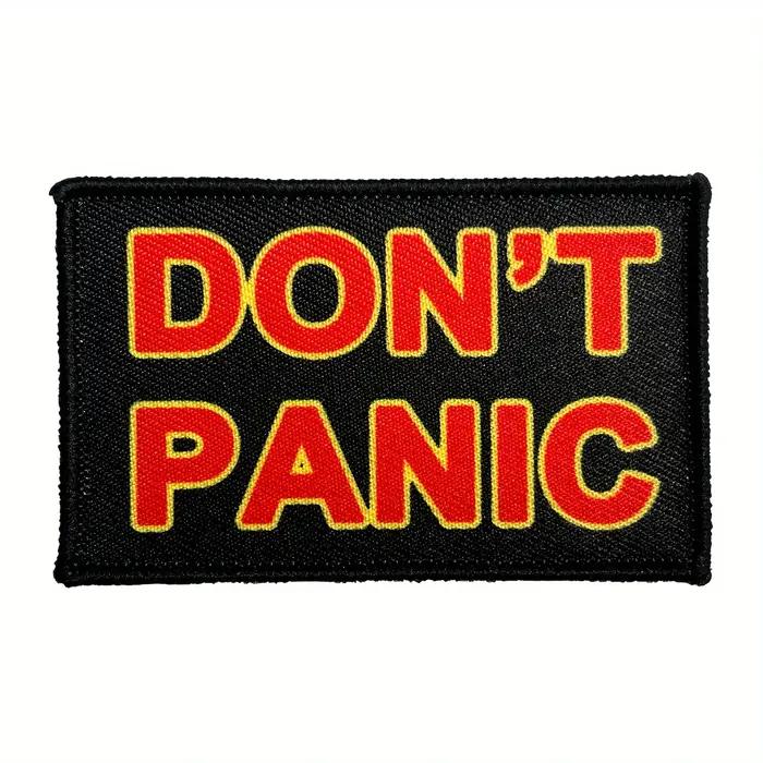 Patch Non't Panic en Polyester 8x5cm avec Support Crochet et Boucle Pour Vêtements Accessoires Occasions Spéciales
