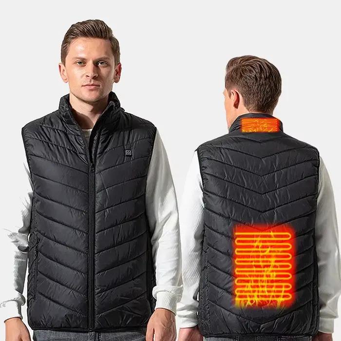 2 zones gilet chauffant vestes chauffantes électriques pour hommes femmes température USB chauffage vêtements en coton