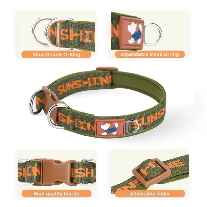 CP570--Collier réglable pour chien de compagnie, deux anneaux en D en métal et boucle durable, imprimés colorés, adapté aux chiens de grande, moyens et de petite taille.