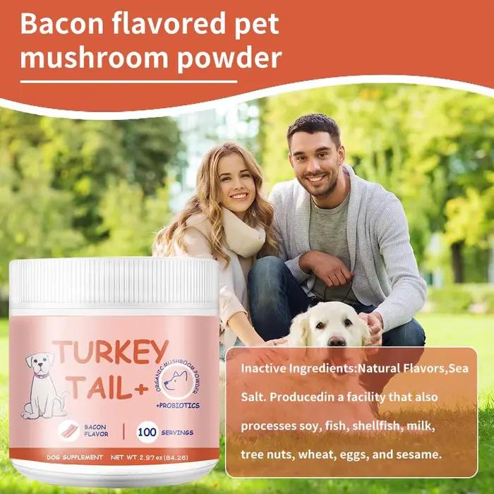 Poudre de champignons aromatisée au bacon pour animaux de compagnie
