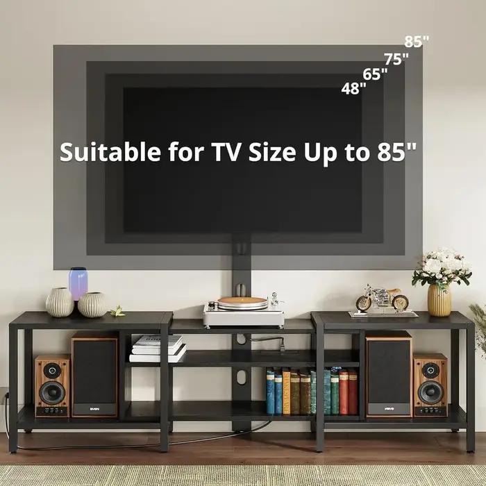 IRONCK Meuble TV 79 pouces pour téléviseurs 85 pouces avec support et prise de courant, console TV 3