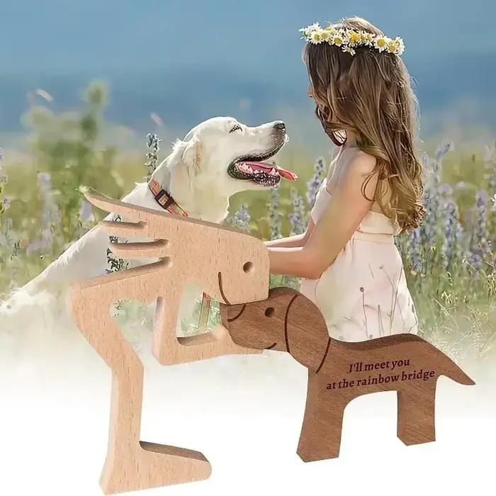 1 pièces gravure personnalisée gratuite nom chien en bois mémorial humain sculpture