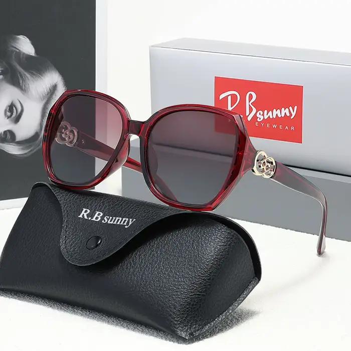 Lunettes de soleil polarisées à grande monture pour femmes, verres de styliste de marque pour dames,