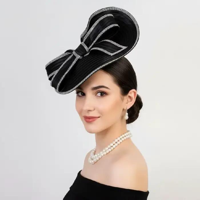 Chapeau Fascinator Rétro Exquis Vintage, Coiffe de Mariée Élégante et Raffinée, Bandeau à Nœud, Chap