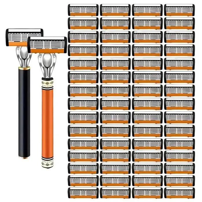 Rasoir de sécurité classique à 6 lames pour rasage traditionnel homme femme confortable sécurité polyvalent hygiène personnelle