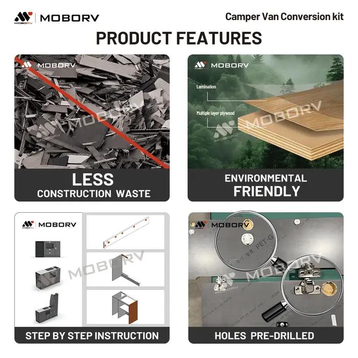 Kit de conversion de fourgonnette en camping-car MOBORV Sprinter Crafter MAN IVECO, armoire légère certifiée CE, appareils électroménagers, cuisine en kit DIY