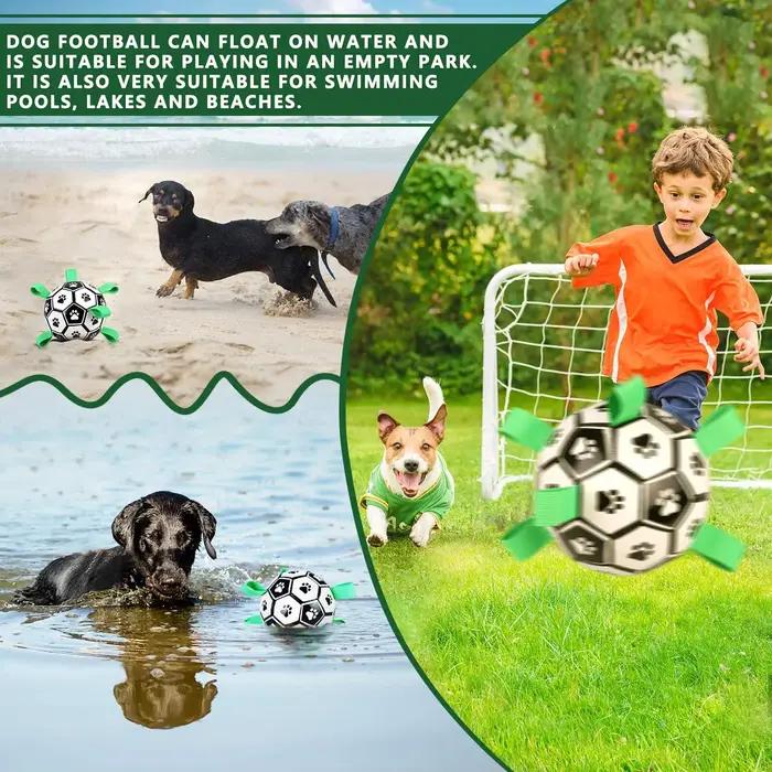 Jouet en cuir pour chien avec languettes à saisir, balles de football interactives pour chiens, jeux de plein air et d'eau, cadeau pour animaux de compagnie