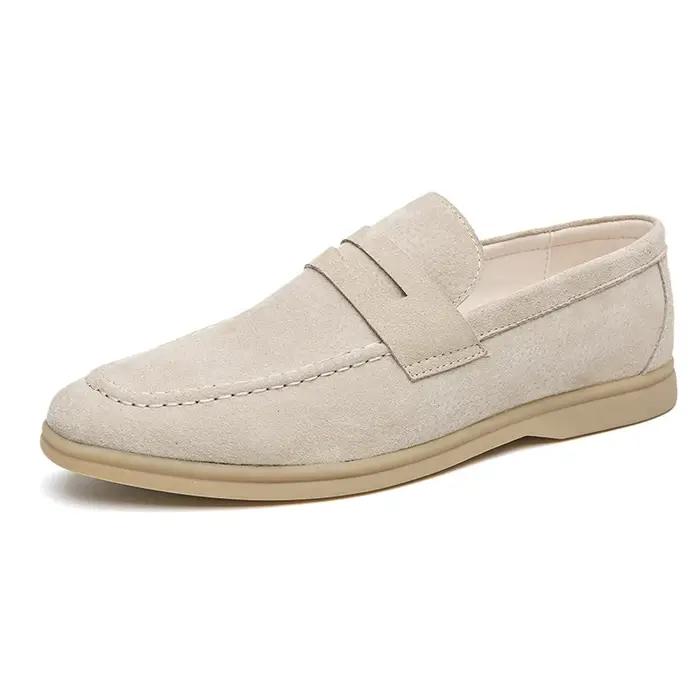 Chaussures de créateur pour homme en cuir suédé rétro mocassins habillés à enfiler pour printemps automne usage quotidien confortable et élégant