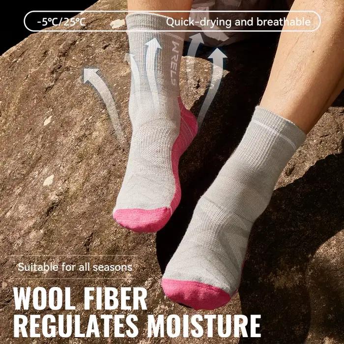 Chaussettes laine mérinos WRELS thermiques hiver épaisses randonnée élastiques absorption humidité