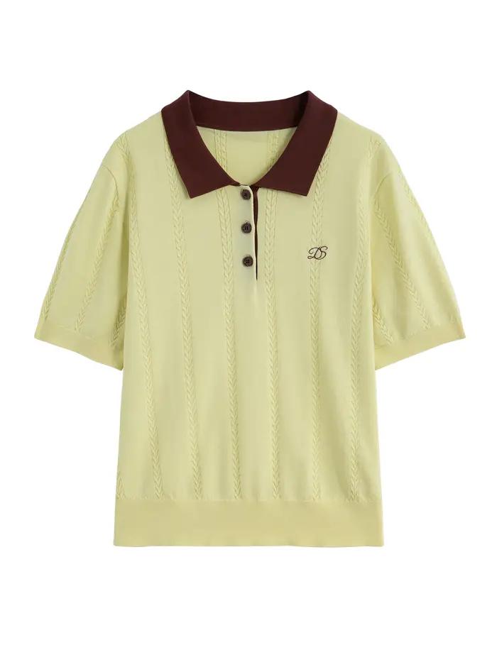 DUSHU grande taille col Polo Lyocell haut en tricot été minceur coupe bureau travail Transition frais jeune écologique