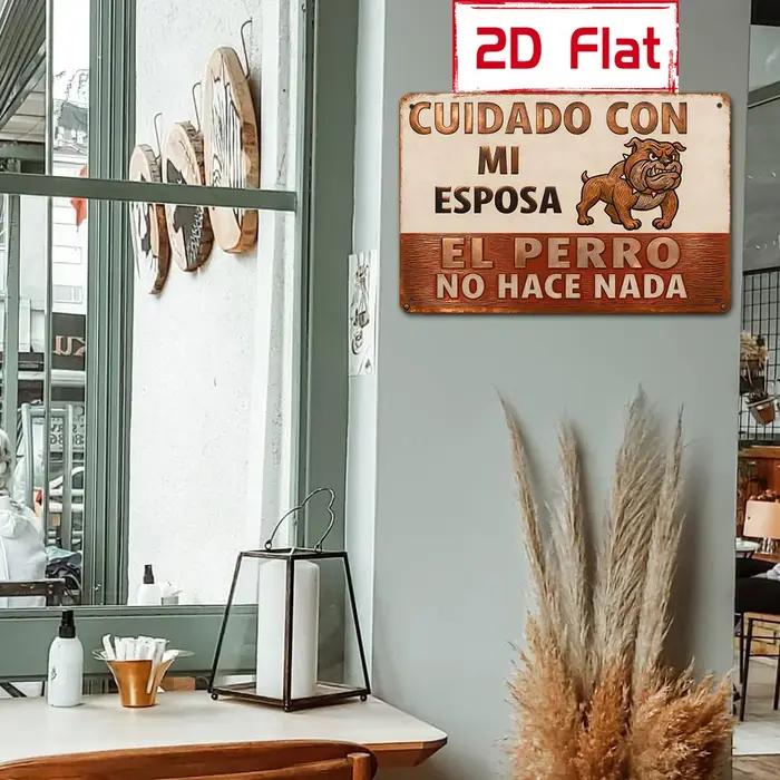 Panneau 2D plat 20x30cm avec texte espagnol « Attention