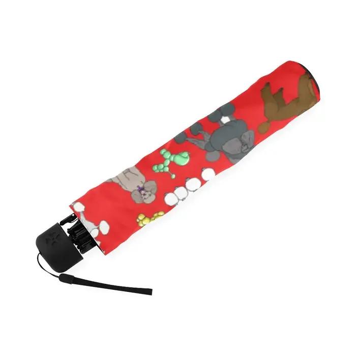 Parapluie pliant coloré à motif de caniche