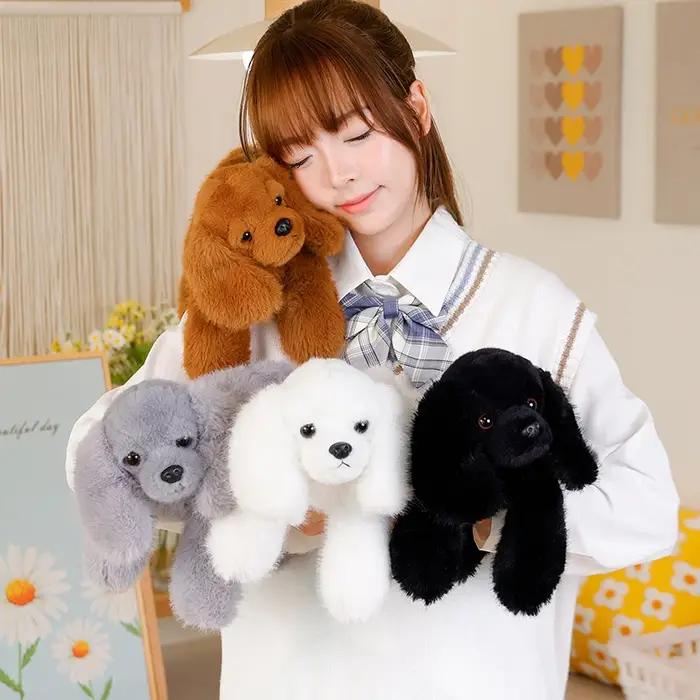 Peluche chiot noir kawaii 30cm en tissu rempli de coton PP jouet en peluche doux pour adultes et enfants de plus de 14 ans occasions spéciales