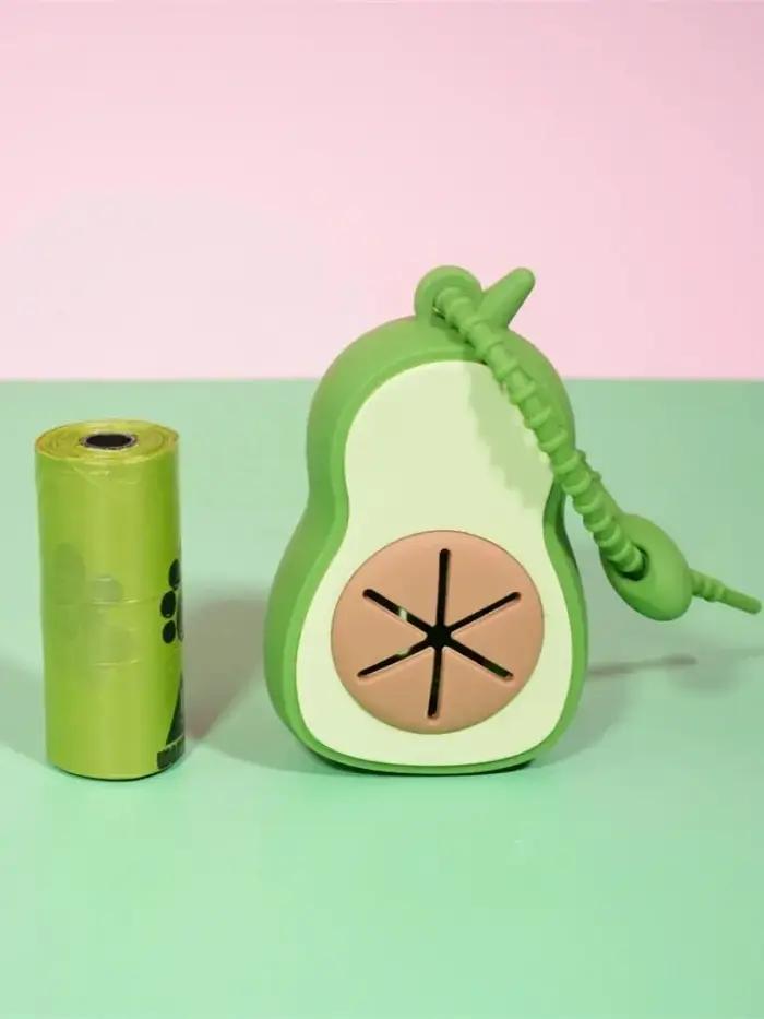 (1 avocat + 1 rouleau de sac poubelle) distributeur de sacs poubelles pour chien en forme d'avocat mignon Scooper