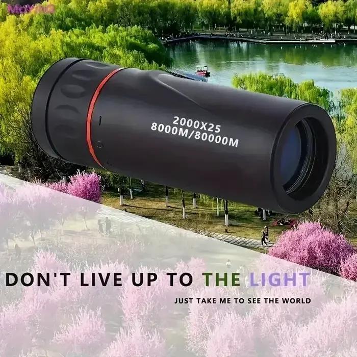 Monoculaire portable 2000x25 HD avec support téléphone - Mini télescope chasse observation