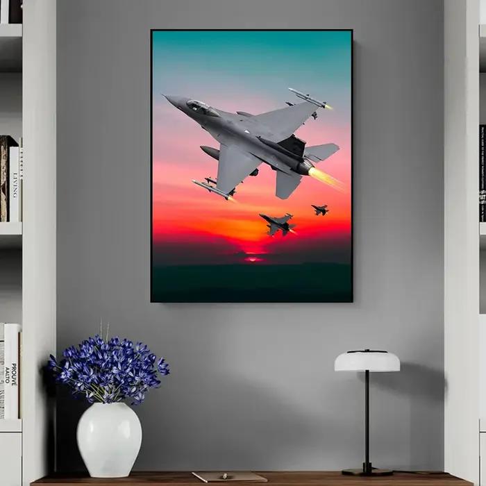 Toile de chasseur de l'armée de l'air militaire peinture HD impression sur toile coton moderne nature morte pour salon et bureau occasions spéciales