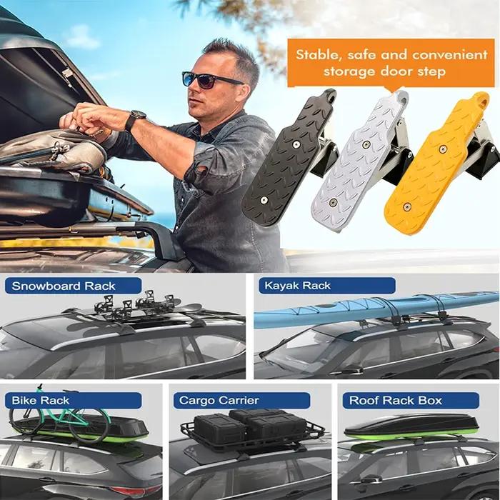 Support de toit de voiture universel en aluminium de 440 Lbs, loquet de porte adapté au toit, pédale