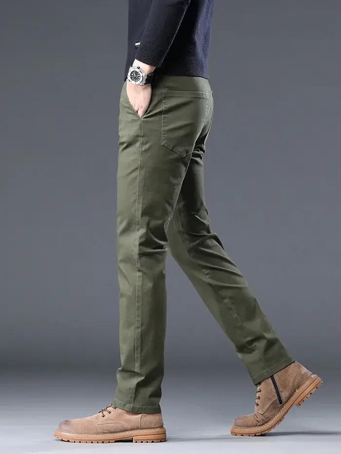 Pantalon chasse classique homme 98% coton droit élastique sans repassage 4 couleurs automne