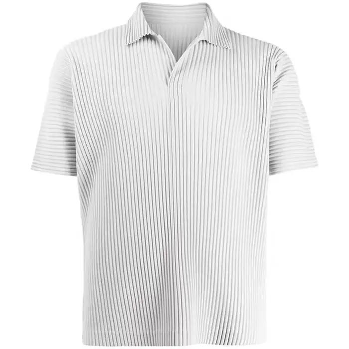ISSEY T-Shirt 2026 nouveauté japonais Miyake Style haut plissé avec col ample polyvalent décontracté à manches courtes Polo