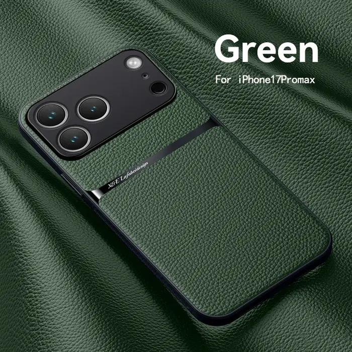 Étui cuir iPhone 17 16 13 12 11 Pro Max - Coque protection luxe motif cuir pour iPhone