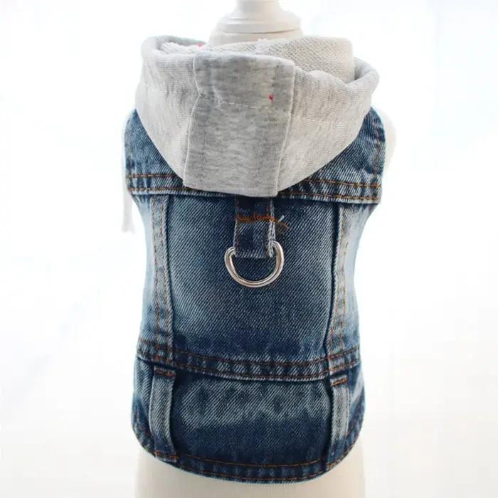 Veste en jean pour chien avec anneau