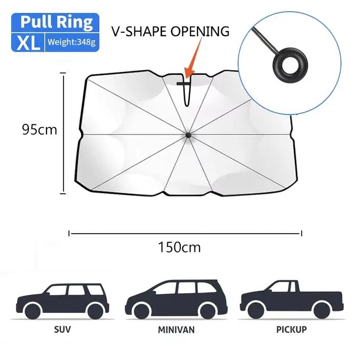 Parasol pare-soleil avant de voiture avec anneau de traction
